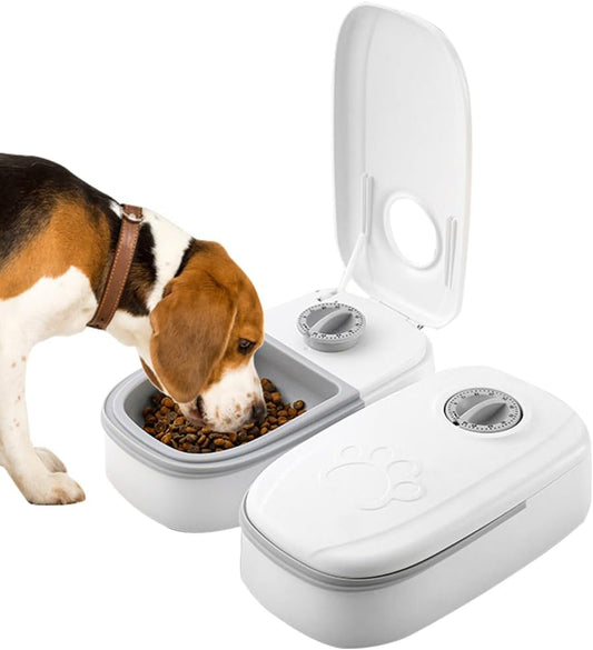 XPJBKC Alimentador automático para gatos, alimentador para gatos com 2 refeições automático com temporizador 48H, dispensador de comida para gatos para alimentos úmidos e secos, dispensador com temporizador para comida para gatos,