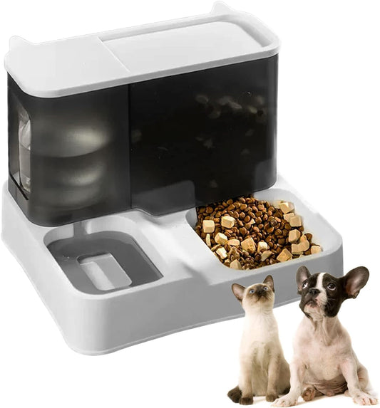 kathson Conjunto de dispensador automático de água e comida para gatos tudo-em-um Alimentador por gravidade para gatos com tigela de aço inoxidável Alimentador e bebedouro automático para cães de grande capacidade