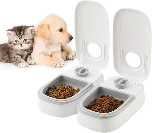 Alimentador automático para animais de estimação, comedouro automático, tigela de alimentação para gatos, cães com temporizador, para alimentos secos ou semi-úmidos, temporizador de 48 horas