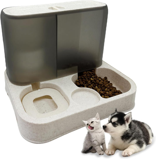 kathson Comedouro para gatos e dispensador de água, comedouro automático para gatos e água, dispensador de comida para gatos de grande capacidade, alimentador por gravidade completo para cães pequenos, filhotes, gatos, animais de estimação