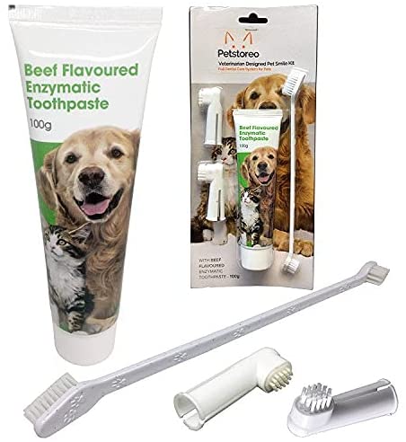 Petstoreo - Kit de escovação de dentes para cães e gatos