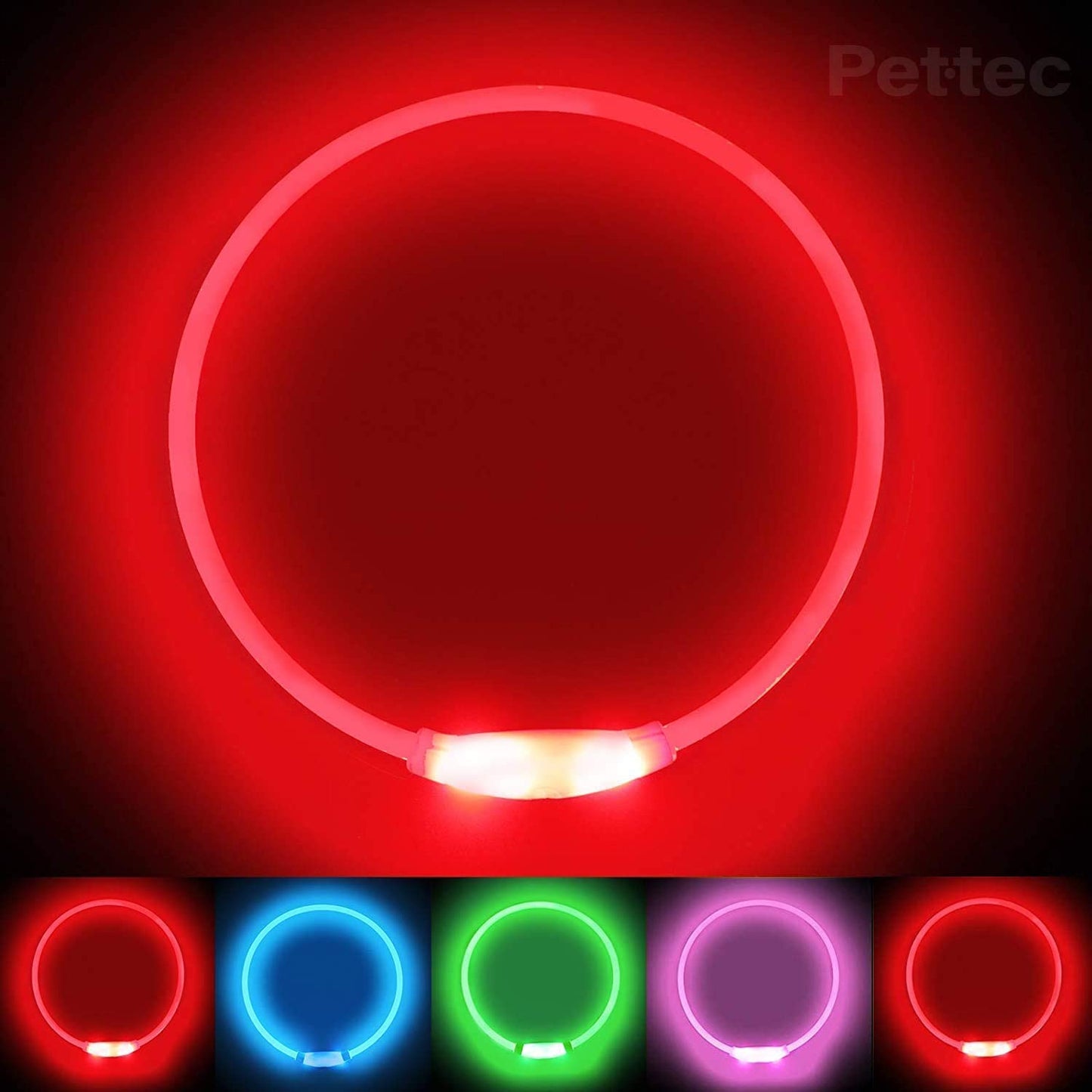 PetTec - Coleira de LED extra brilhante USB