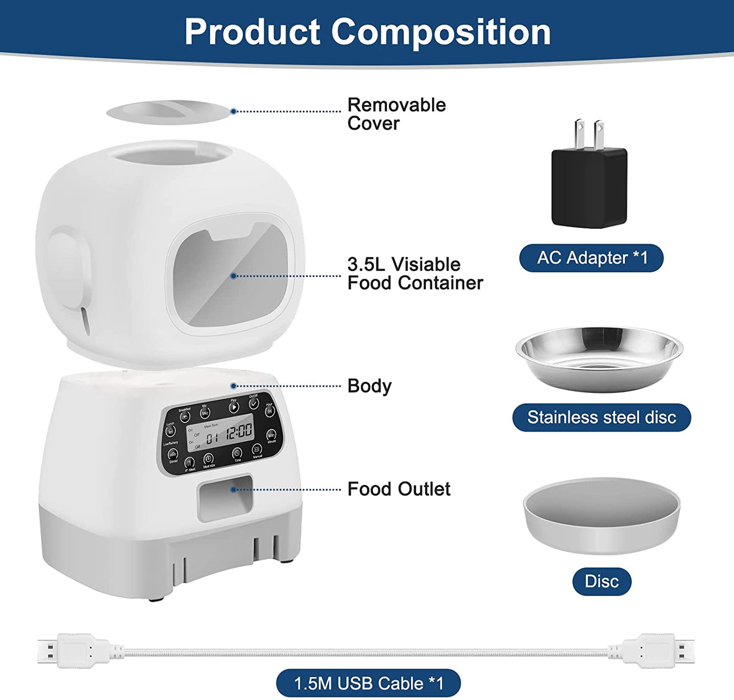 Vakdon - Comedouro automático para animais de estimação, 3,5L