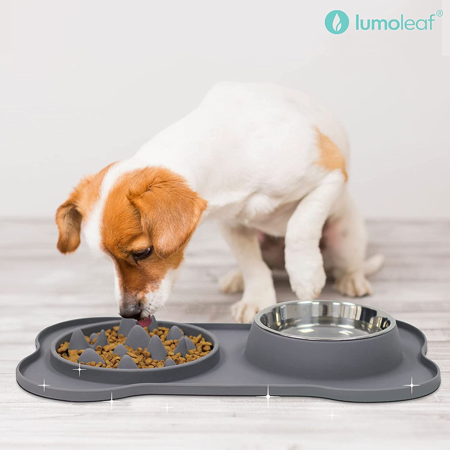 LumoLeaf - Tapete alimentador lento para cães com tigela de aço inoxidável