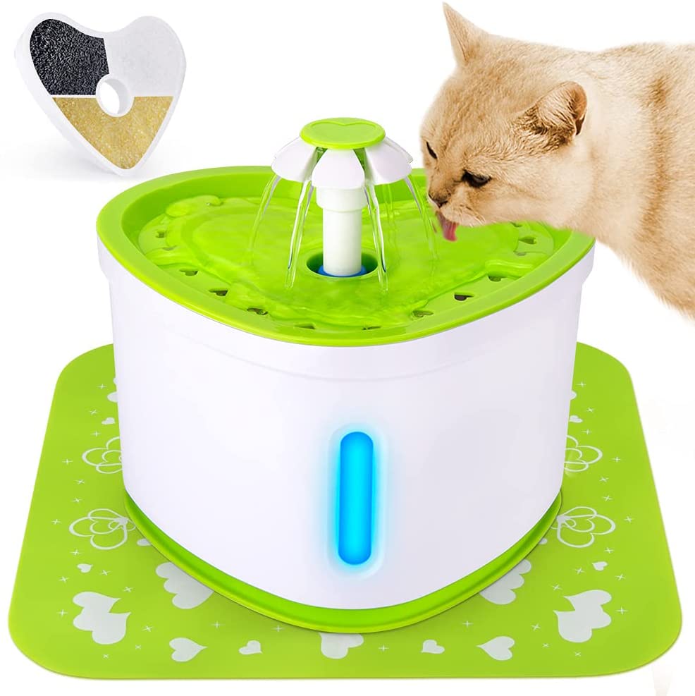 Ecoastal - Fonte de água para gatos com tapete de silicone para animais de estimação