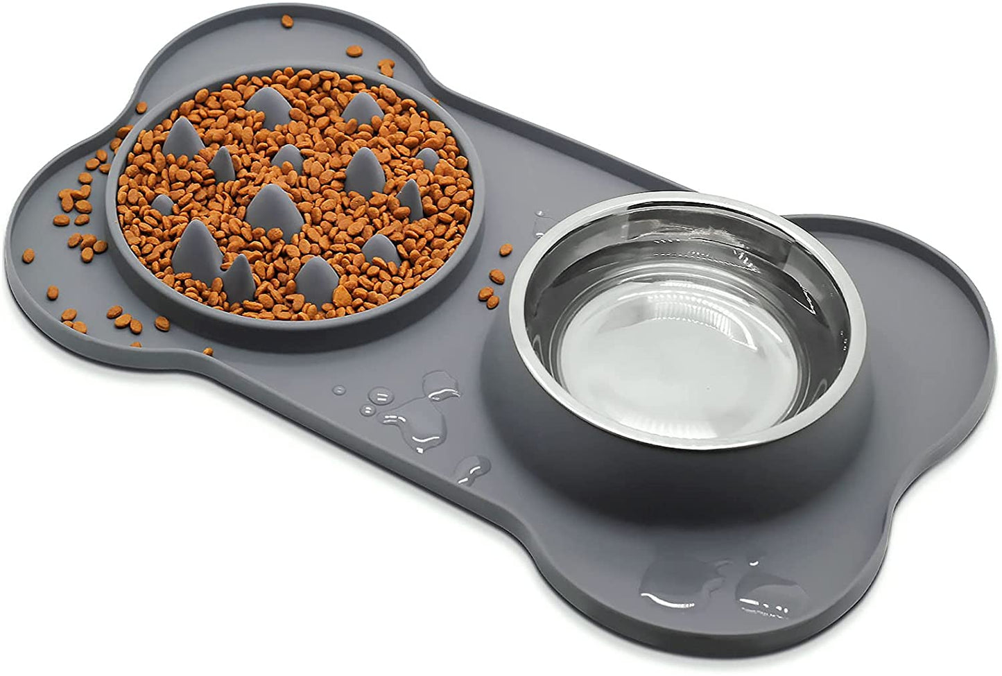 LumoLeaf - Tapete alimentador lento para cães com tigela de aço inoxidável