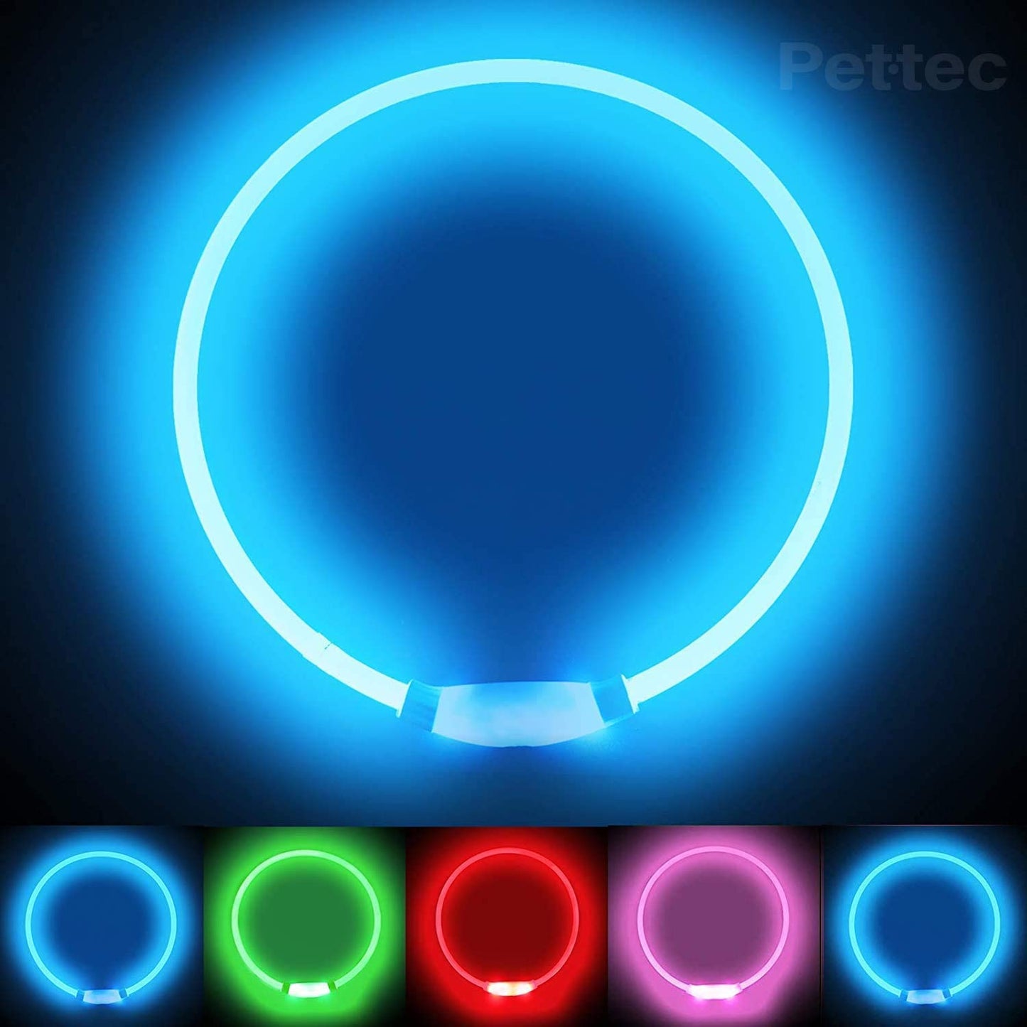 PetTec - Coleira de LED extra brilhante USB