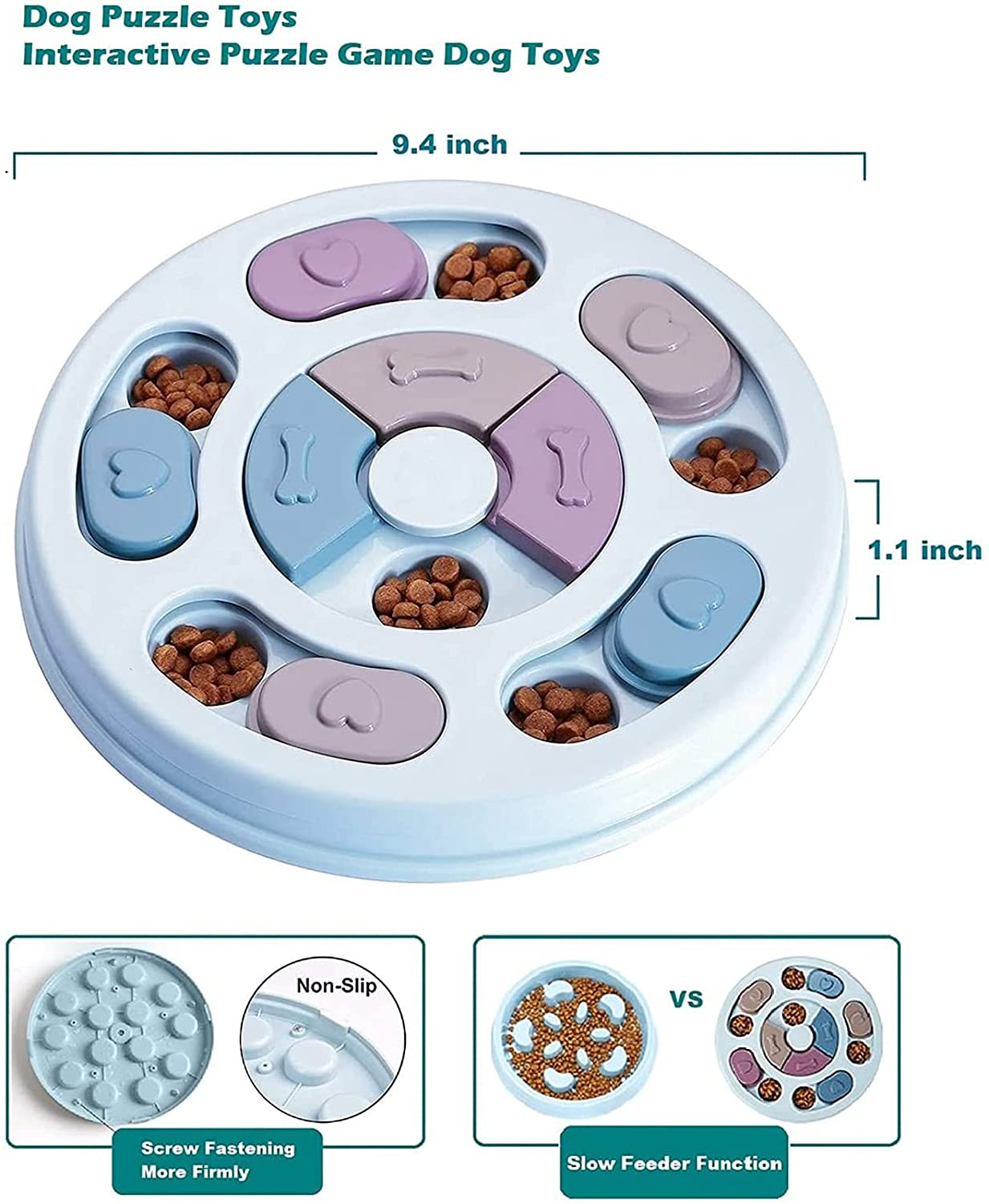 Elezenioc - Brinquedo com alimentador lento para cachorro