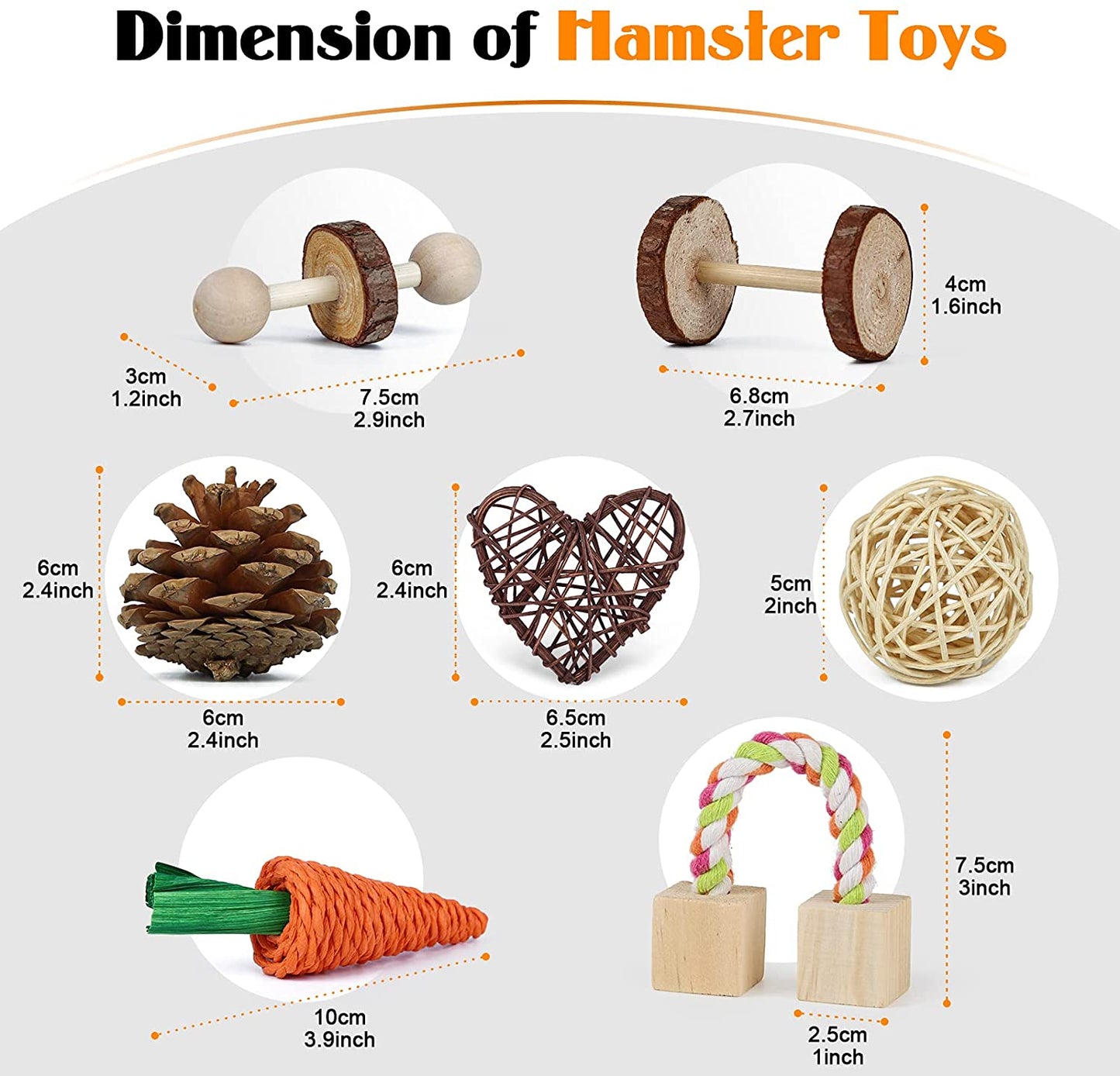 Hamsters Brinquedos de madeira natural - 12 Peças