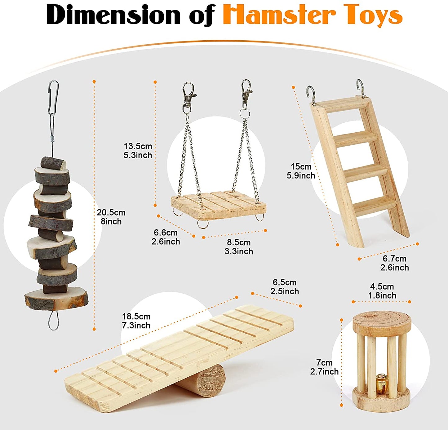 Hamsters Brinquedos de madeira natural - 12 Peças