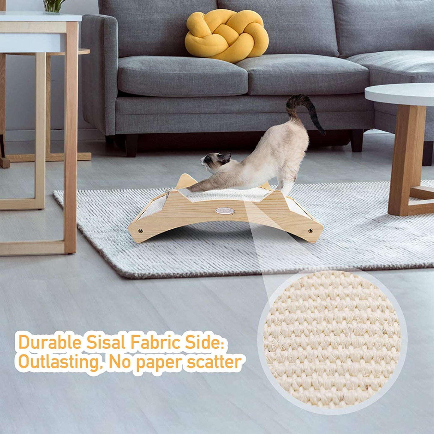 Pecute Arranhador para gatos, tecido de sisal + pano de carpete dupla face