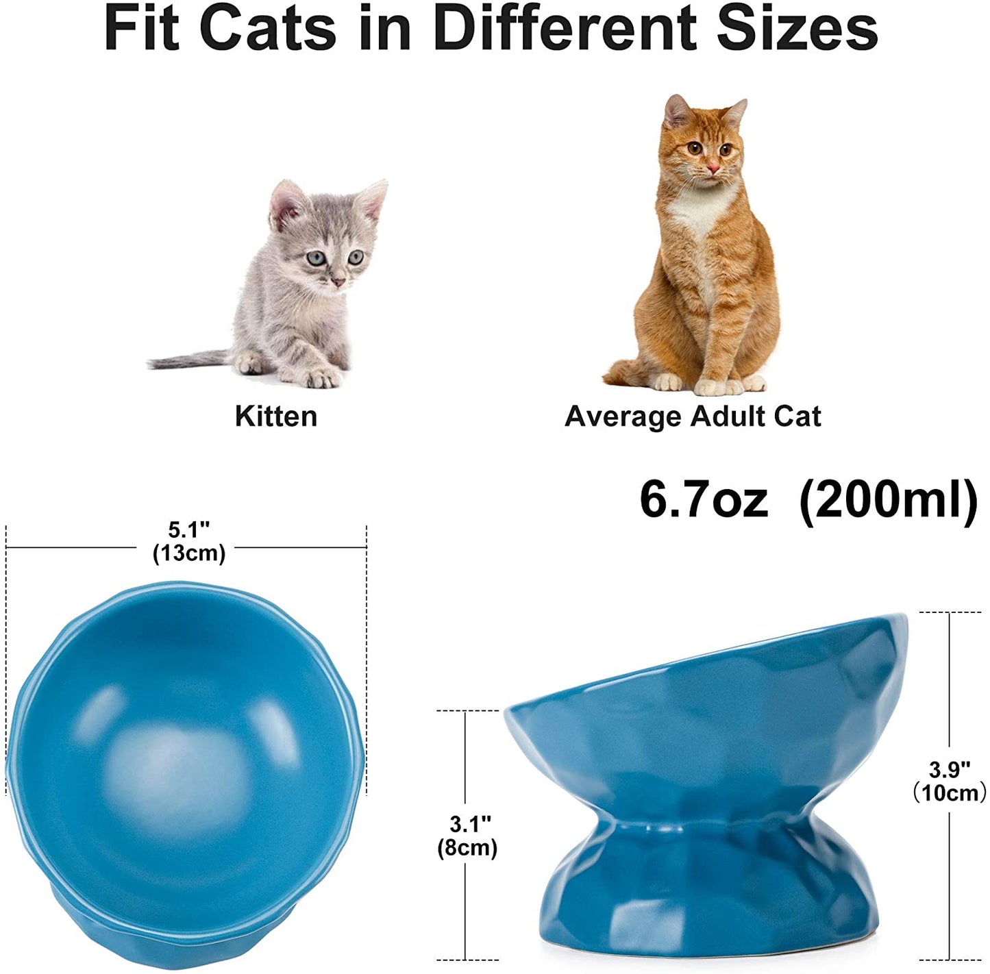 PETTOM - Tigelas de cerâmica para gatos com elevação simples