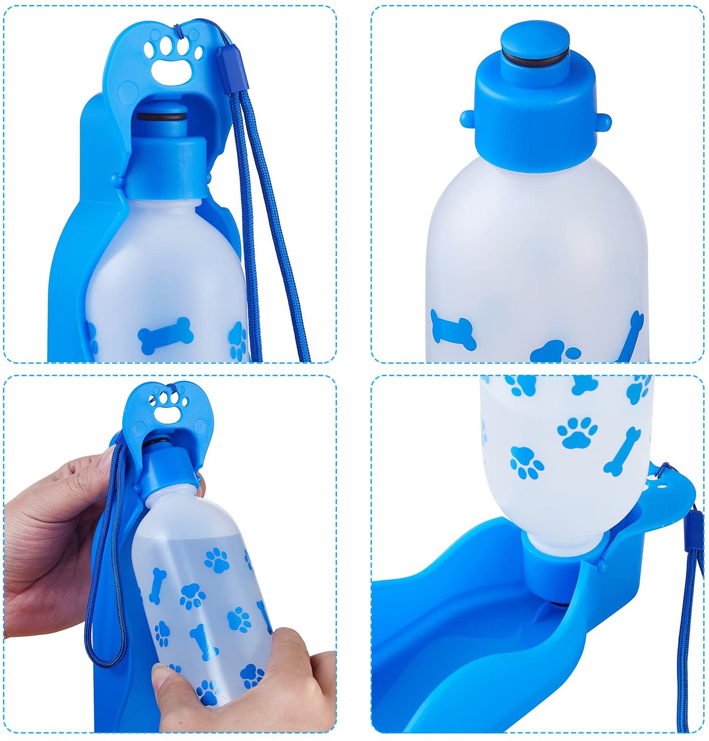 Garrafa de água azul para animais de estimação