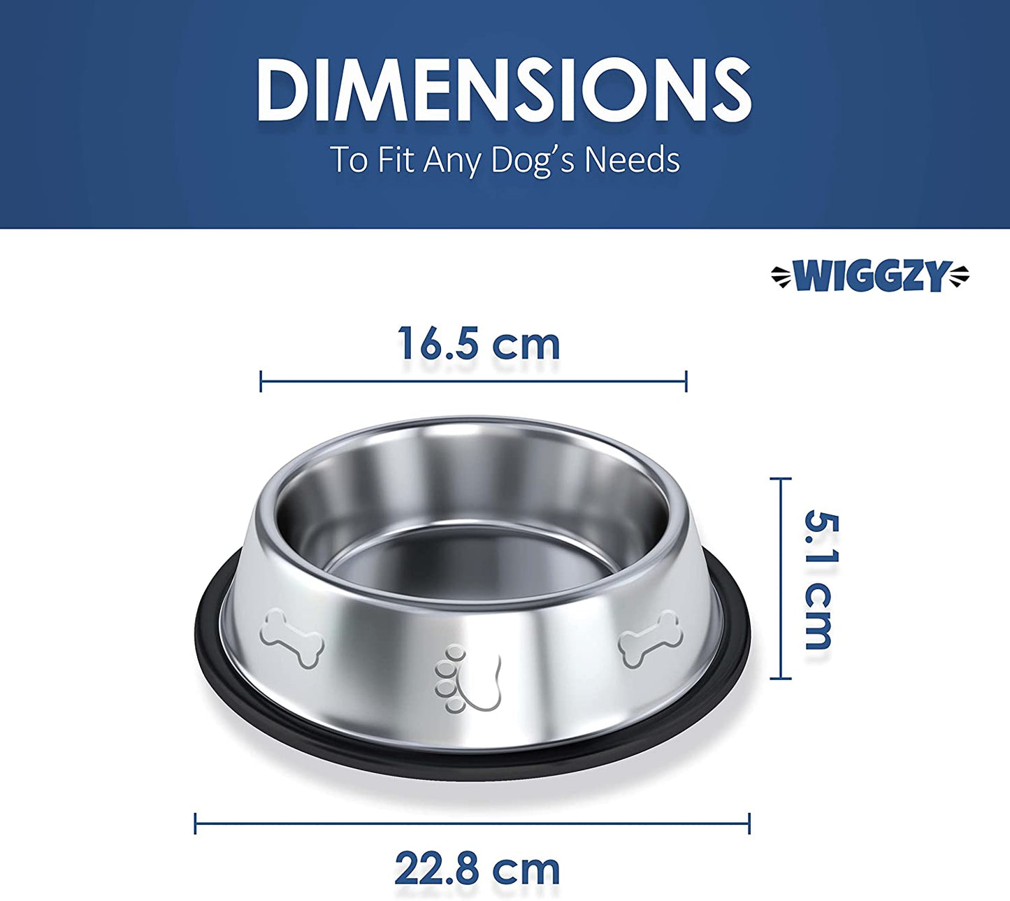 Wiggzy - Tigelas para cães, aço inoxidável antiderrapante