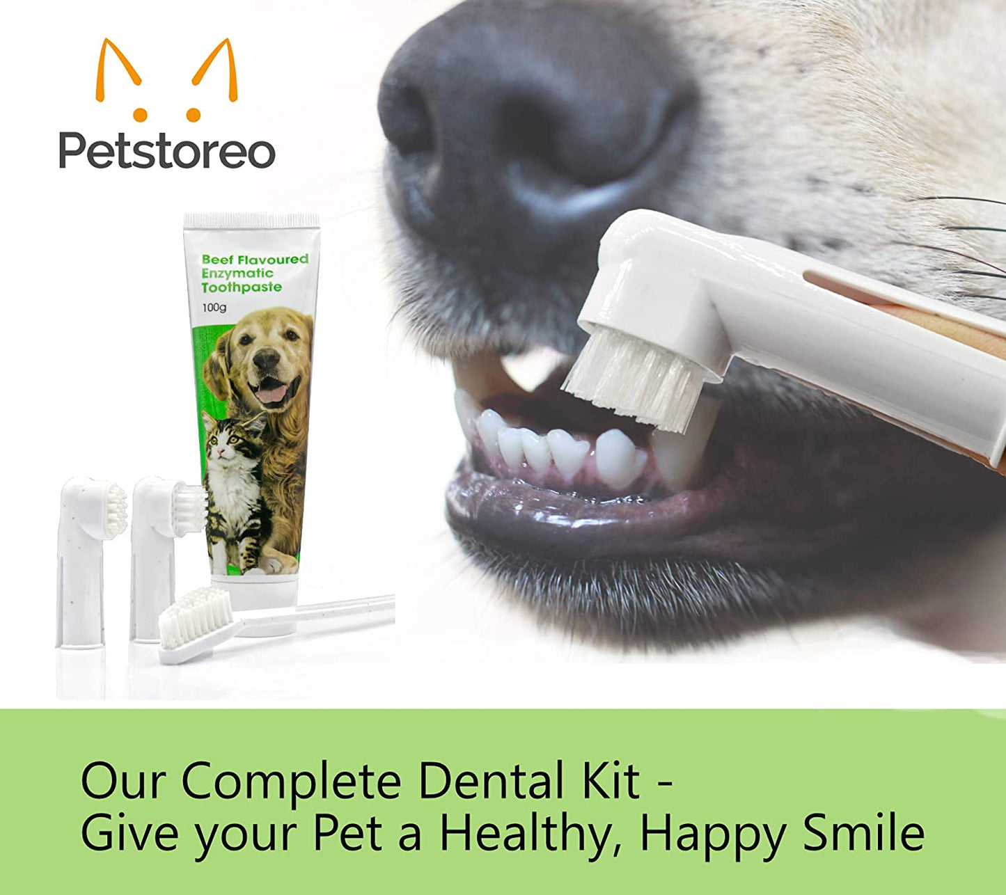 Petstoreo - Kit de escovação de dentes para cães e gatos