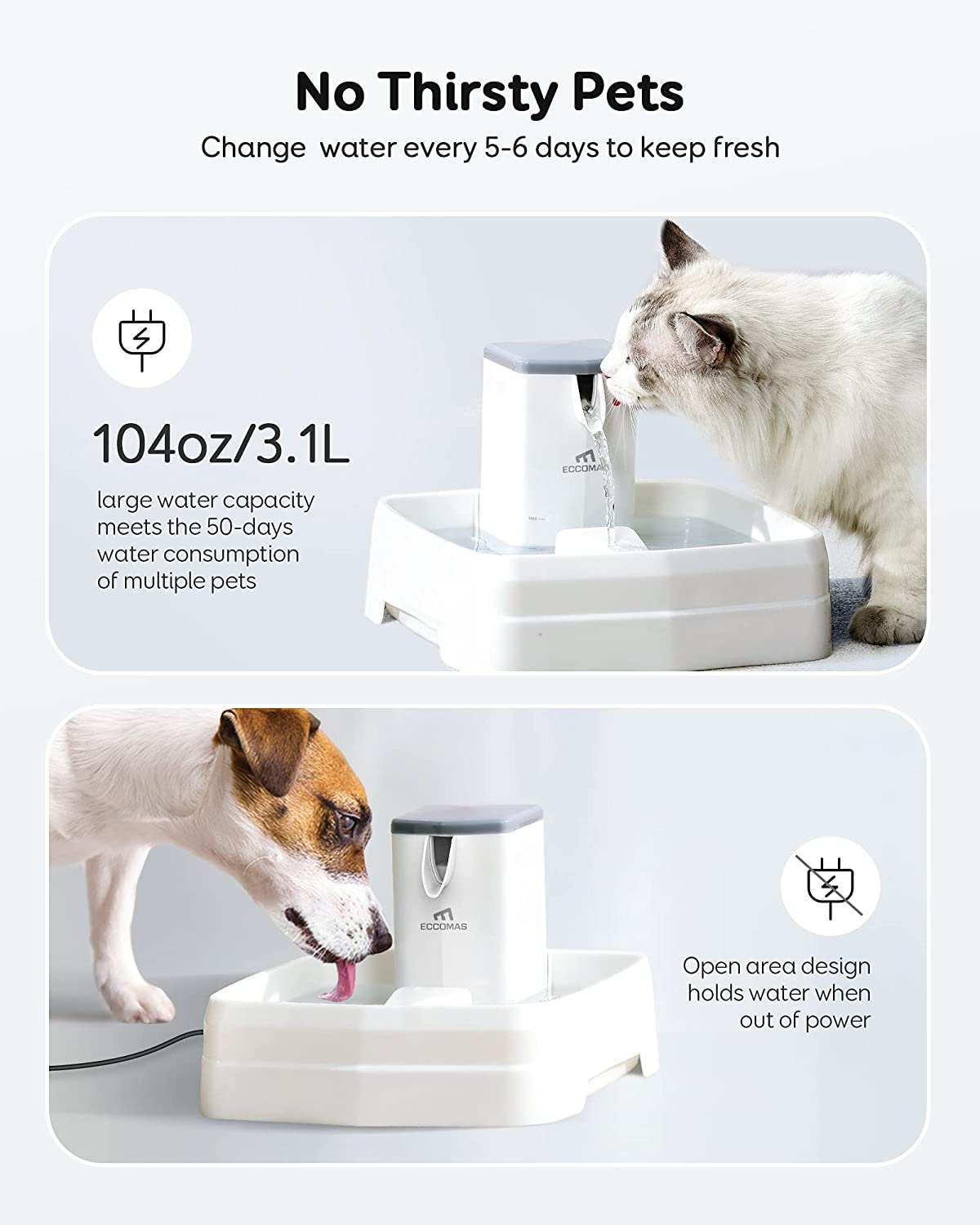 Bebedouro Dispenser de Água para Cães e Gatos 3.1L