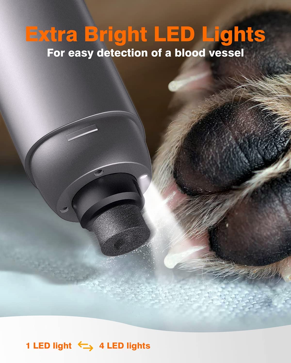 Toozey - Lixa de unhas para cães com 4 luzes LED integradas