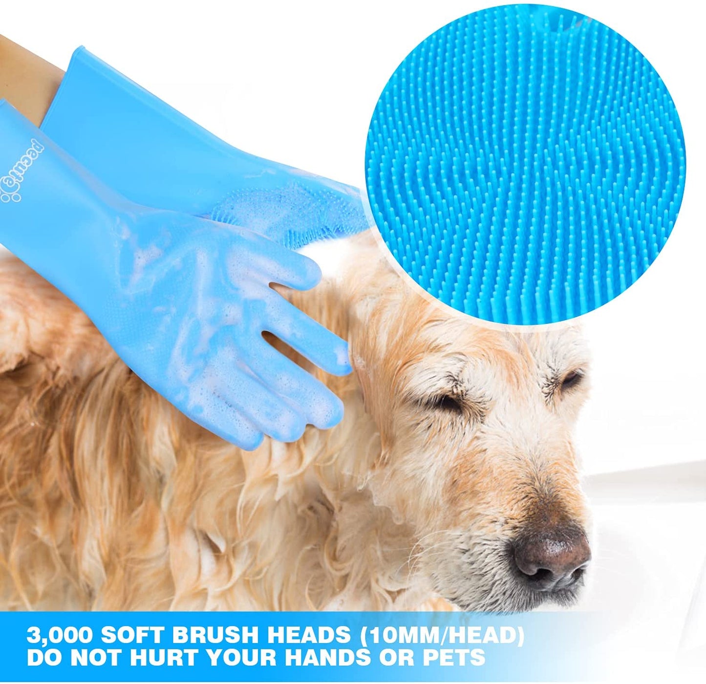 Pecute - Luvas de higiene para animais de estimação, luvas de banho para lavagem de cães com cerdas de alta densidade