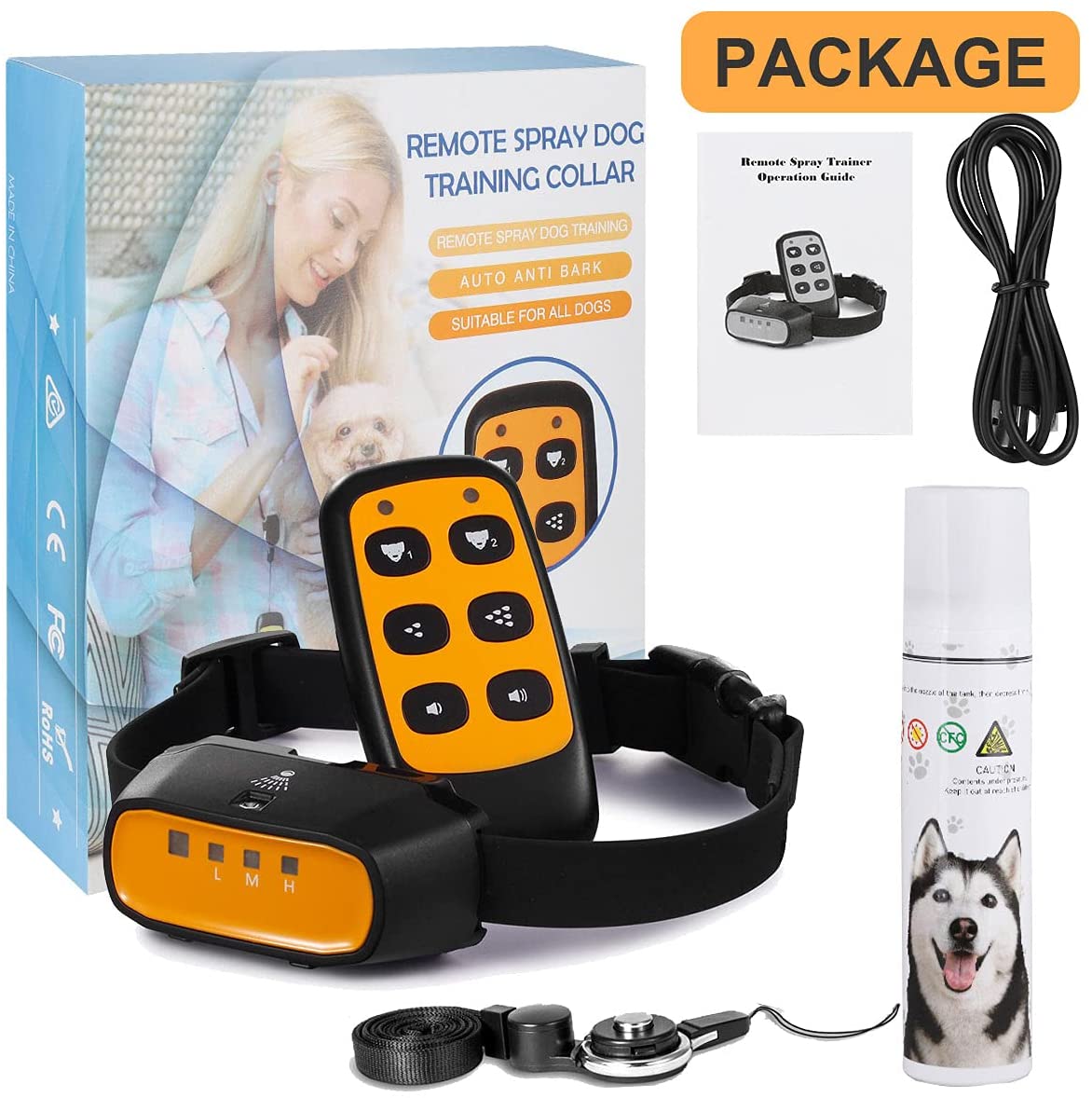 WWVVPET - Coleira de treino para cães com spray de citronela com controle remoto