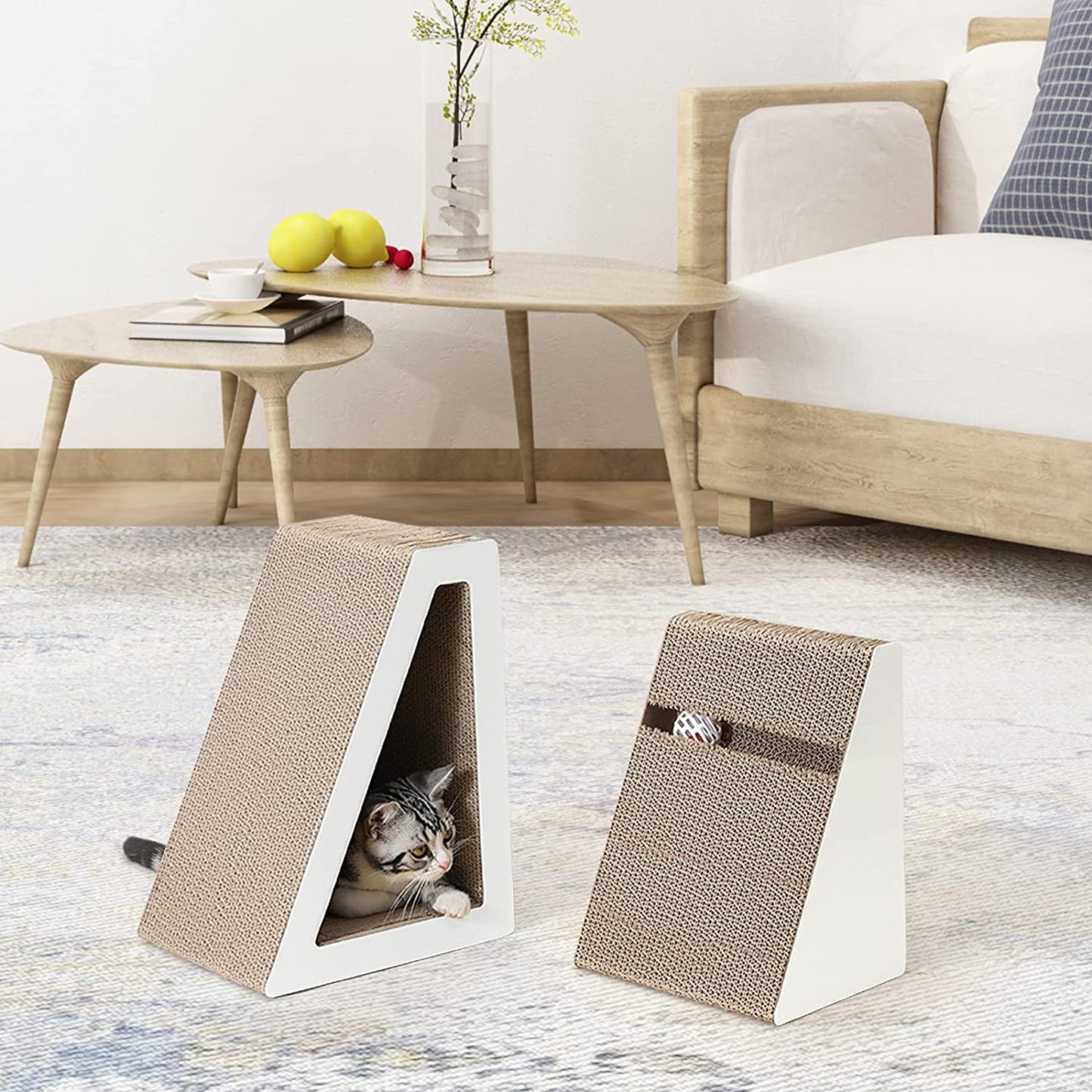 PETTOM - Arranhador de gato inclinado com 2 placas