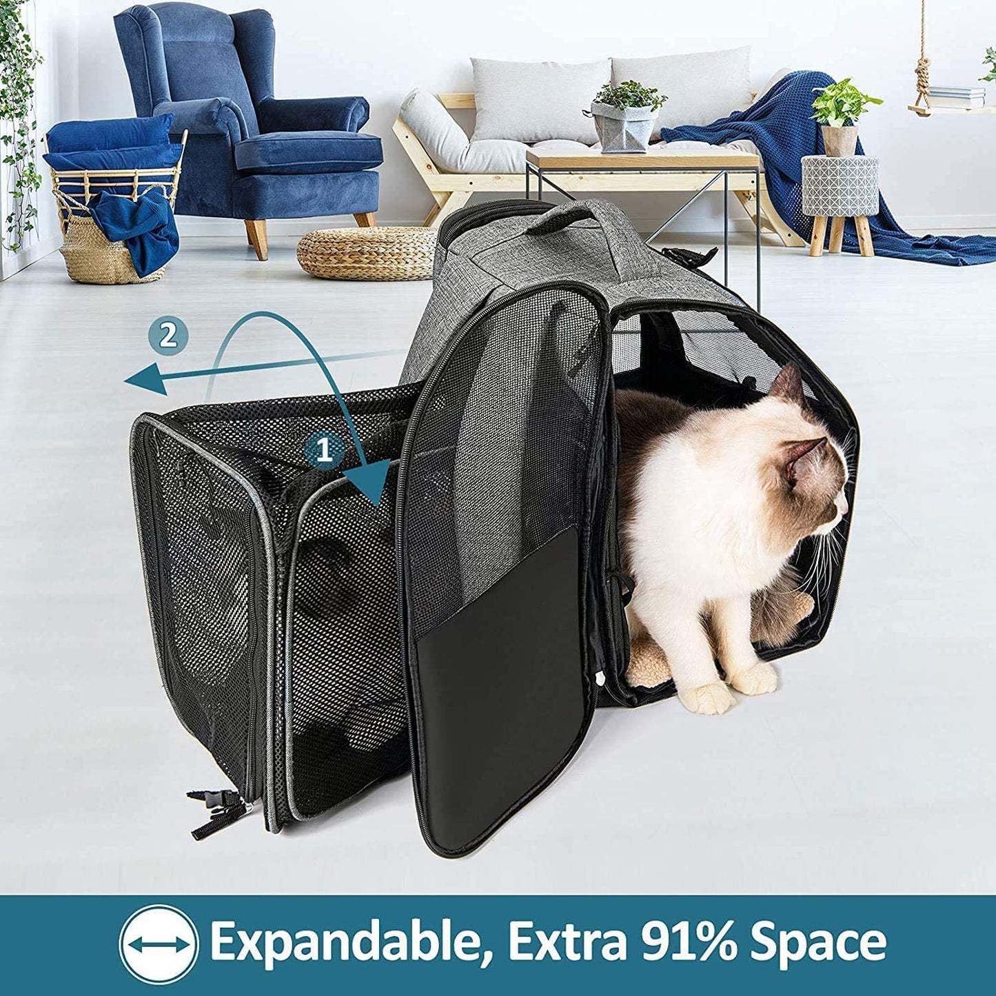 CATROMANCE Mochila Expansível para Transporte de Animais de Estimação