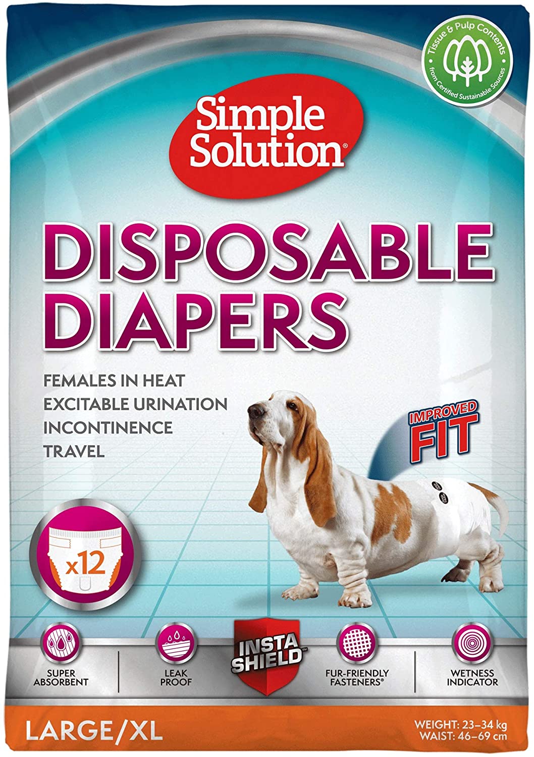 Simple Solution Disposable - Fraldas para cães fêmeas