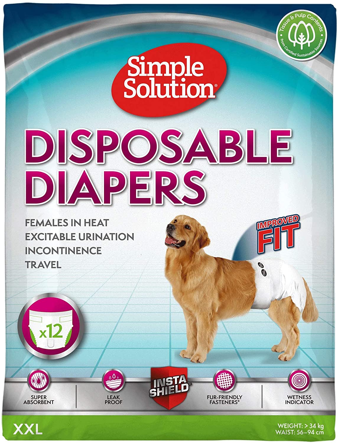 Simple Solution Disposable - Fraldas para cães fêmeas