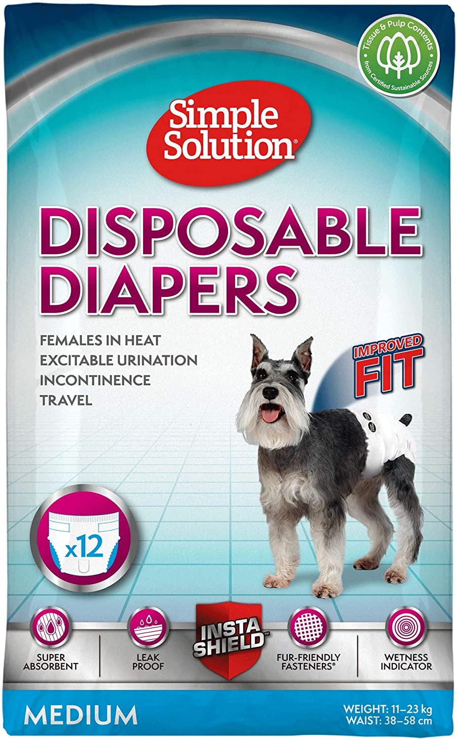 Simple Solution Disposable - Fraldas para cães fêmeas