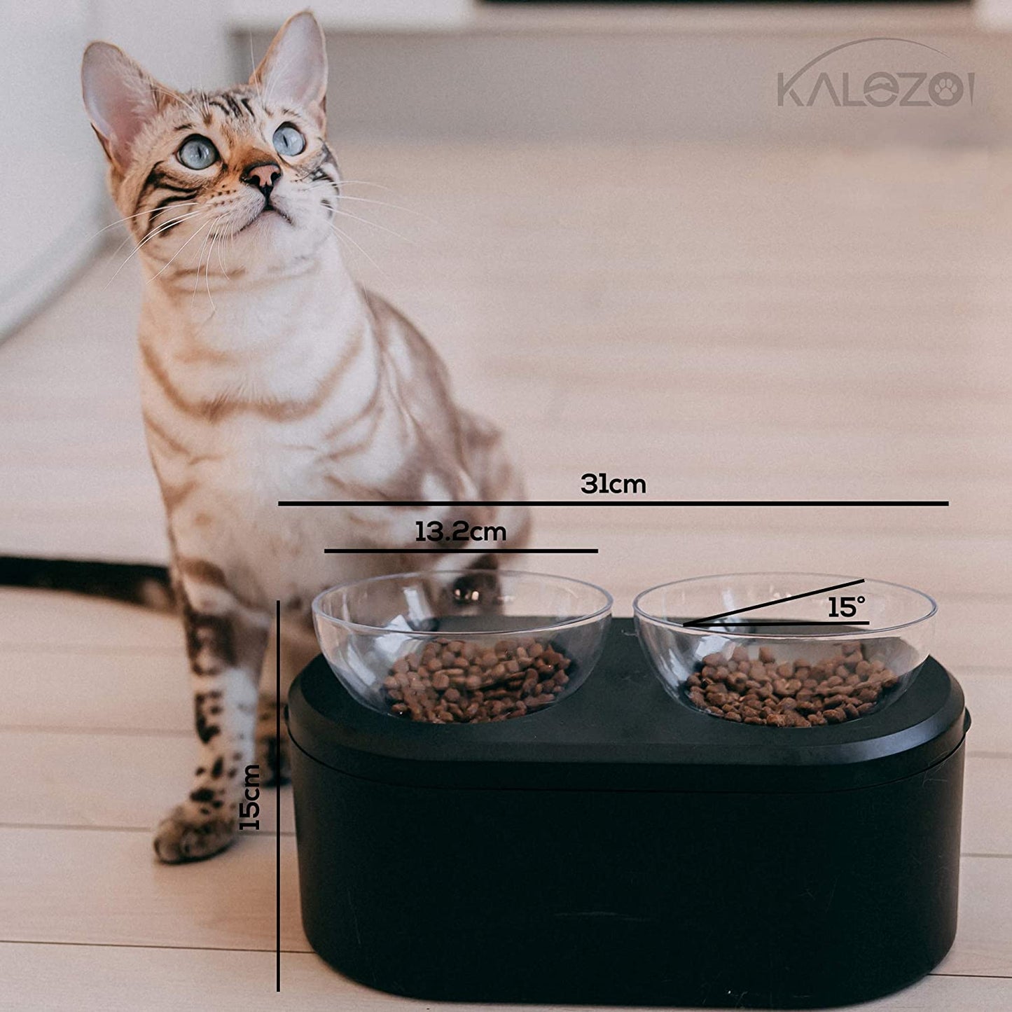 KALOZOI - Tigelas duplas premium para cães e gatos com armazenamento
