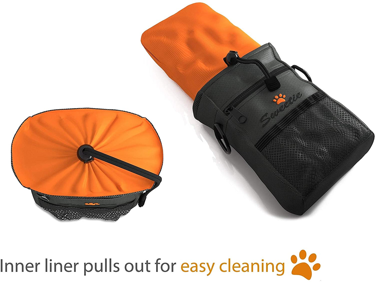 Dog Treat - Saco com suporte para saco de cocô e tigela  de comida dobrável para viagem