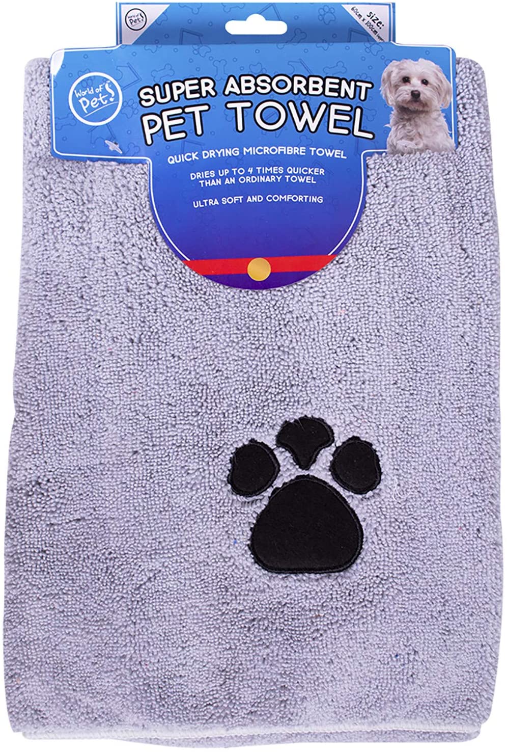 World of Pets Toalhas Superabsorventes de Microfibra para Pets - Kit com 2