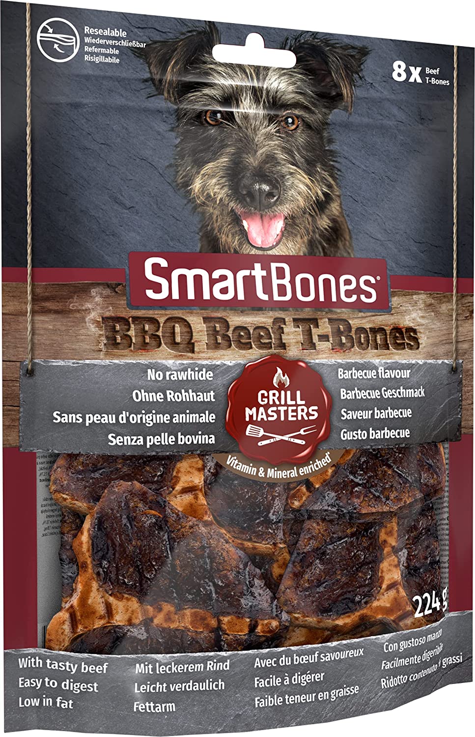 SmartBones - Guloseimas de Churrasco Beef T-Bones Grill para cães